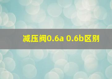 减压阀0.6a 0.6b区别